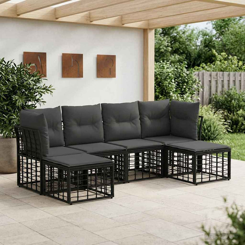 Set de canapele de exterior Negru Poliester