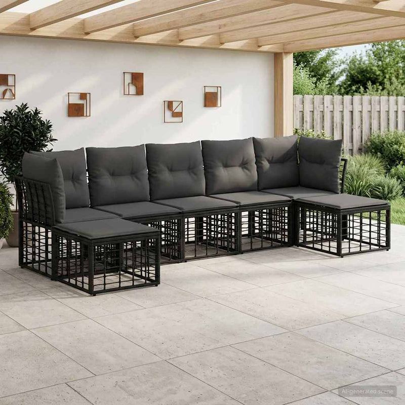 Set de canapele de exterior Negru Poliester