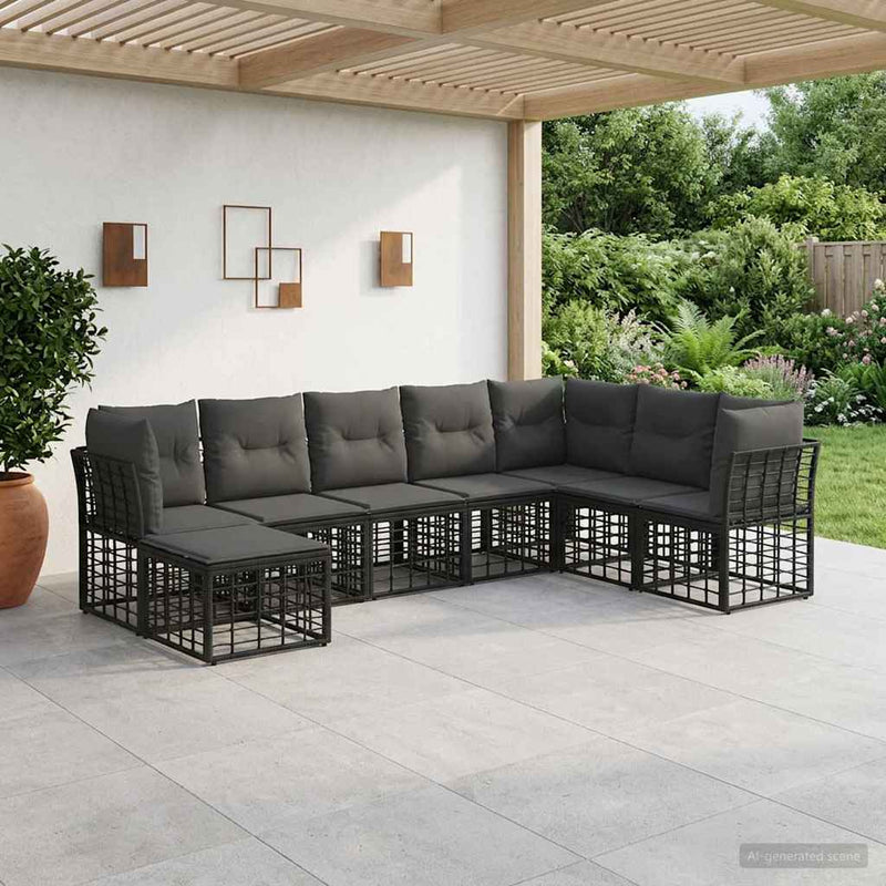 Set de canapele de exterior Negru Poliester