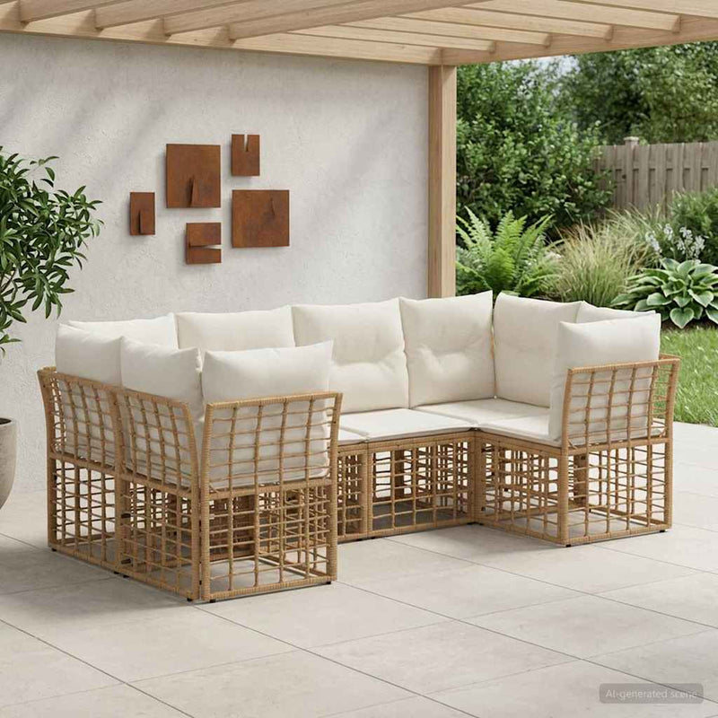 Set de canapele de exterior 6 buc. natural Poliester