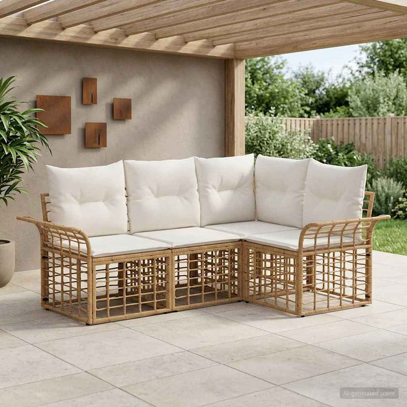 Set de canapele de exterior 4 buc. Alb Natural și Crem