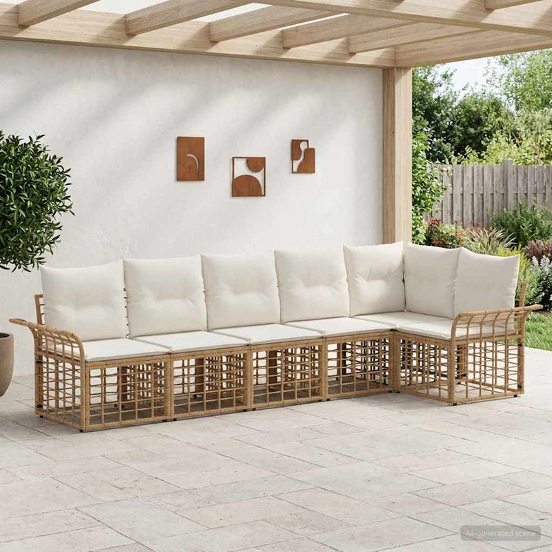 Set de canapele de exterior 6 buc. Alb Natural și Crem