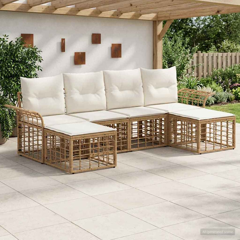 Set de canapele de exterior 6 buc. Alb Natural și Crem