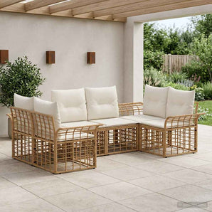 Set de canapele de exterior 6 buc. Alb Natural și Crem