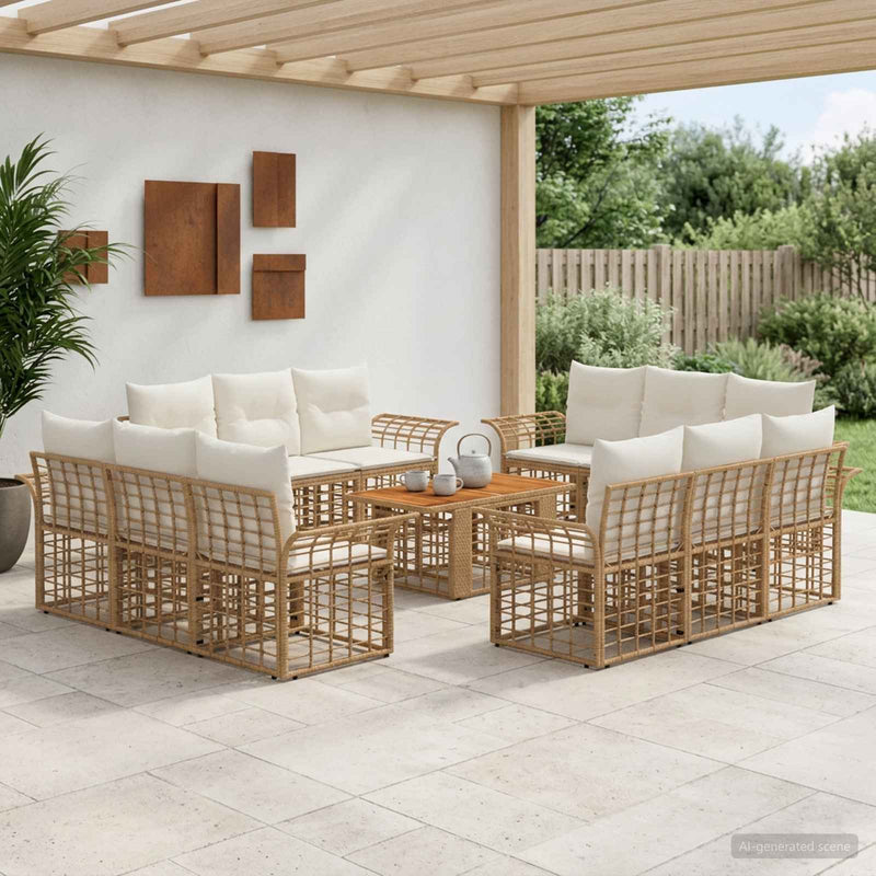 Set de canapele pentru grădină 13 buc. Alb Natural și Crem