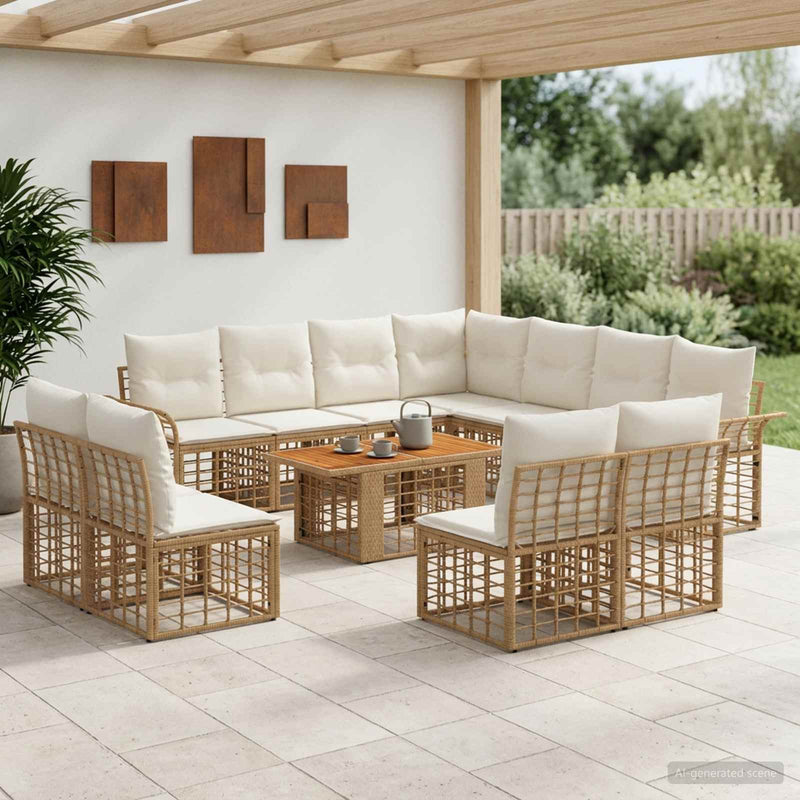Set de canapele pentru grădină 12 buc. Alb Natural și Crem