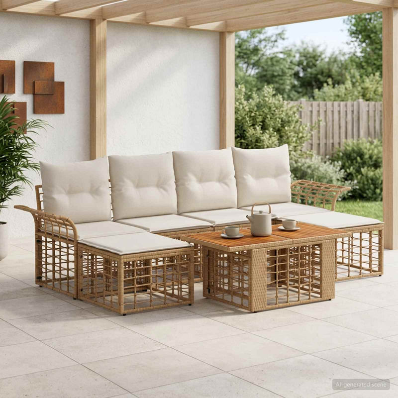 Set de canapele pentru grădină 7 buc. Alb Natural și Crem