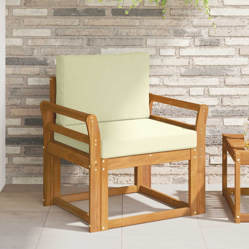 Canapea de exterior Lemn de acacia solid și poliester natural