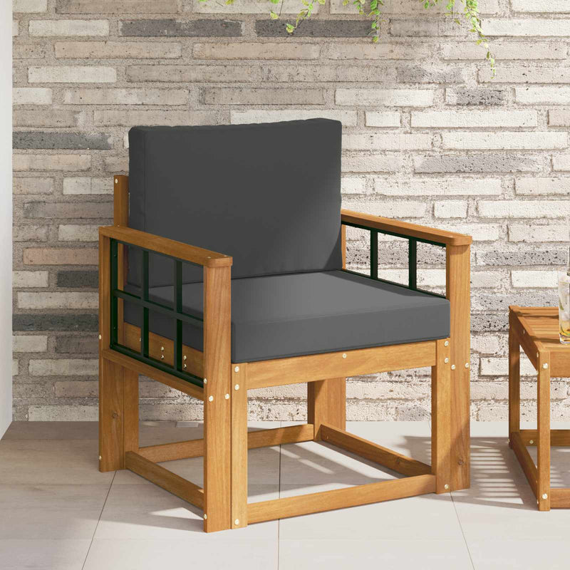 Canapea de exterior Lemn de acacia solid și poliester natural