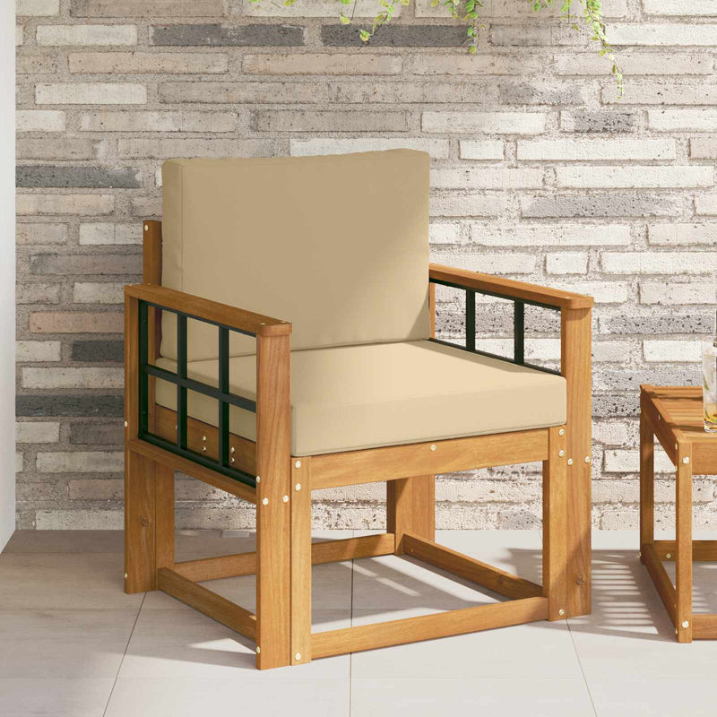 Canapea de exterior Lemn de acacia solid și poliester natural