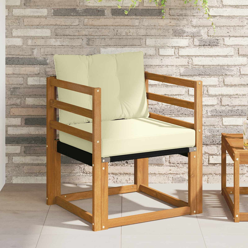 Canapea de exterior Lemn Solid de Acacia Natural și Crem