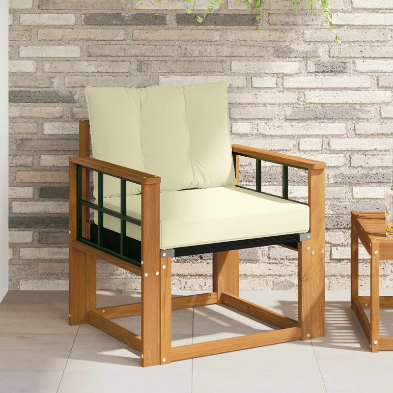 Canapea de exterior Lemn Solid de Acacia Natural și Crem