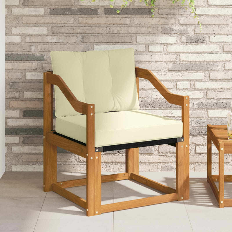 Canapea de exterior Lemn Solid de Acacia Natural și Crem