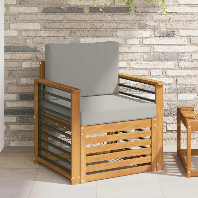 Set de canapele de exterior Lemn de acacia solid și poliester
