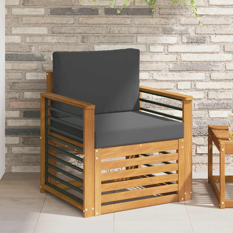 Set de canapele de exterior Lemn de acacia solid și poliester