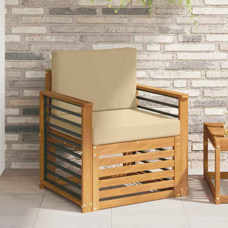 Set de canapele de exterior Lemn de acacia solid și poliester