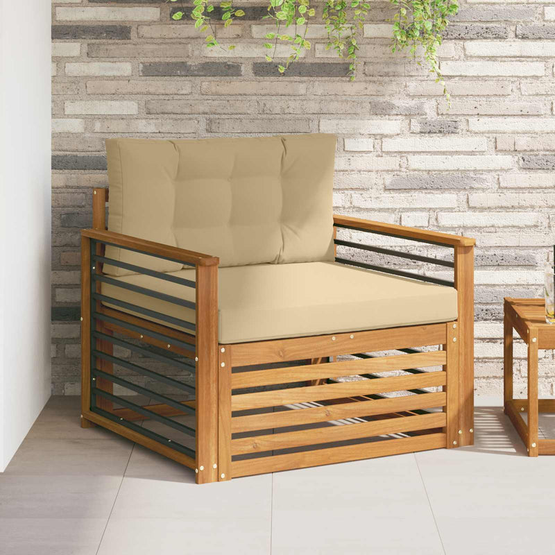 Canapea de exterior Lemn de acacia solid și poliester