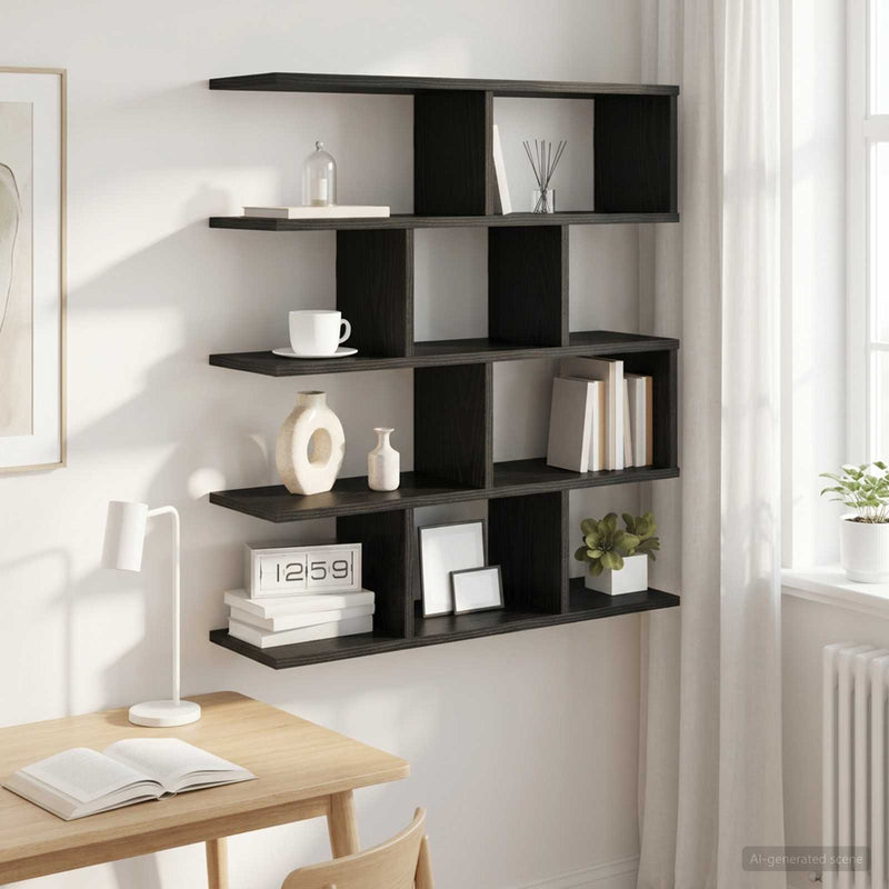 Raft de perete Stejar Negru 70 x 20 x 100 cm Lemn prelucrat