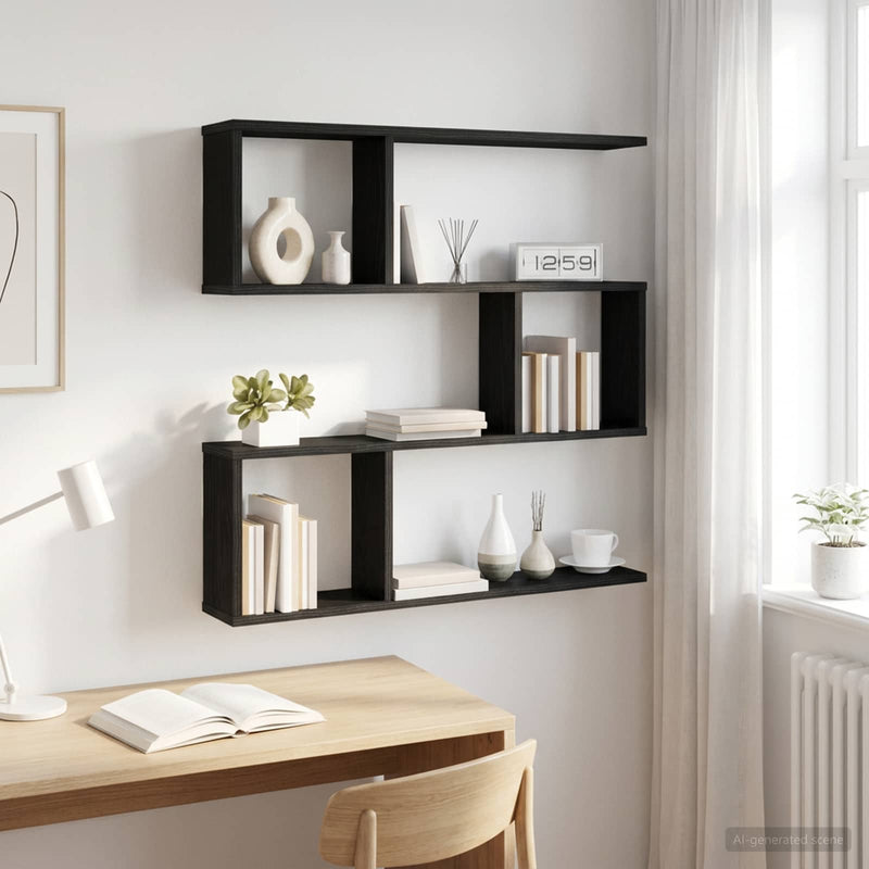 Raft de perete Stejar Negru 80 x 12 x 79,5 cm Lemn prelucrat