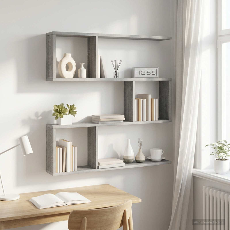 Raft de perete Sonoma gri 80 x 12 x 79,5 cm Lemn prelucrat