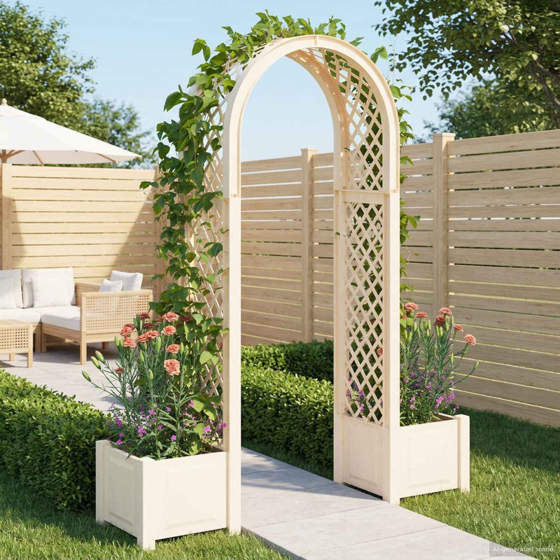 Arc de trandafiri cu ghiveci Alb 168,5 x 43 x 207 cm PP