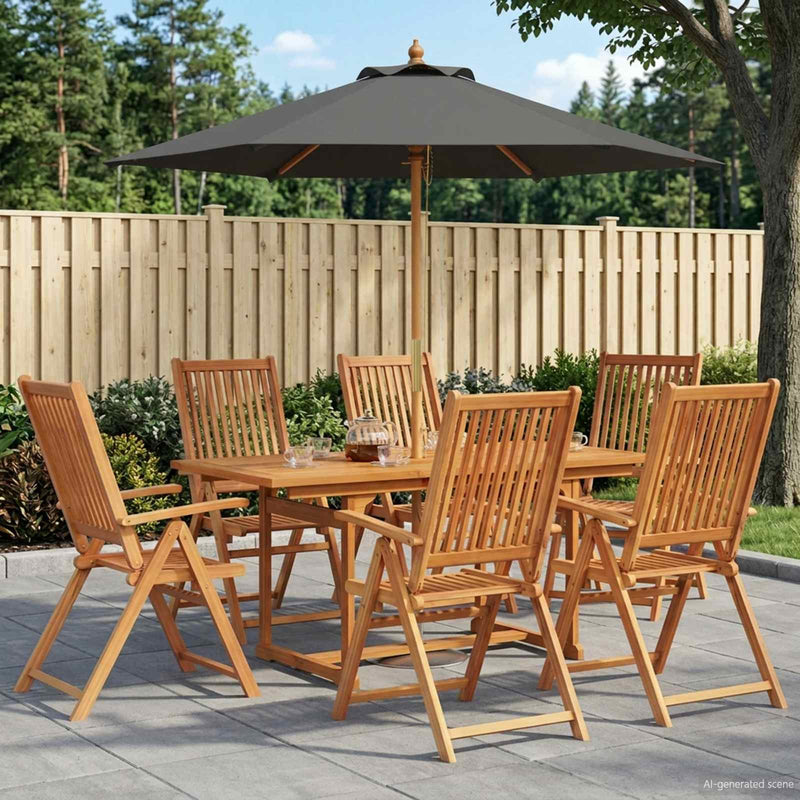 Set de dining pentru exterior cu umbrelă 8 buc.