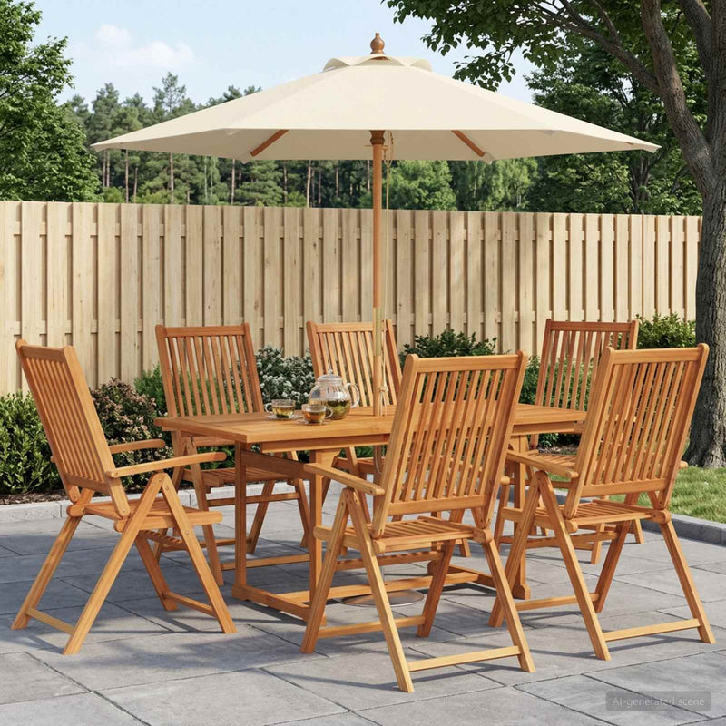 Set de dining pentru exterior cu umbrelă 8 buc.