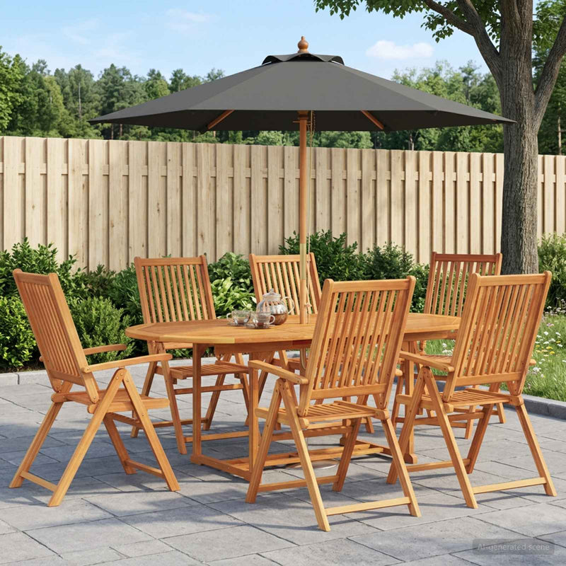 Set de dining pentru exterior cu parasolar 8 buc.