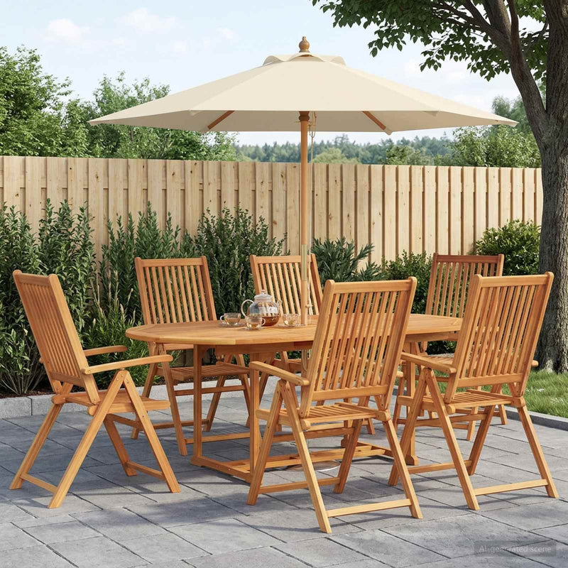Set de dining pentru exterior cu parasolar 8 buc.