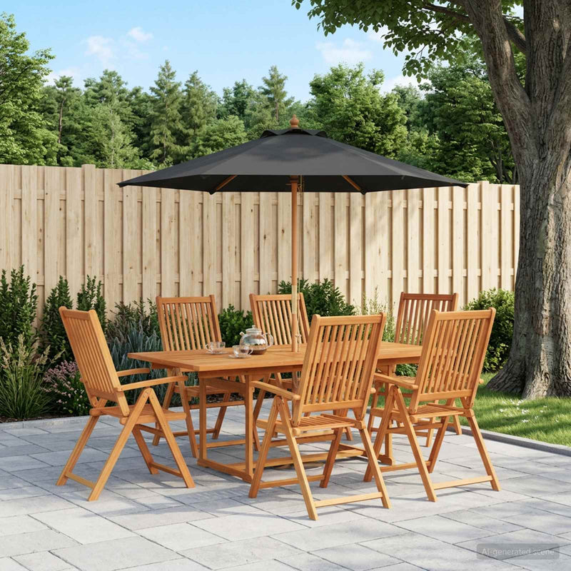Set de dining pentru exterior cu parasolar 8 buc.