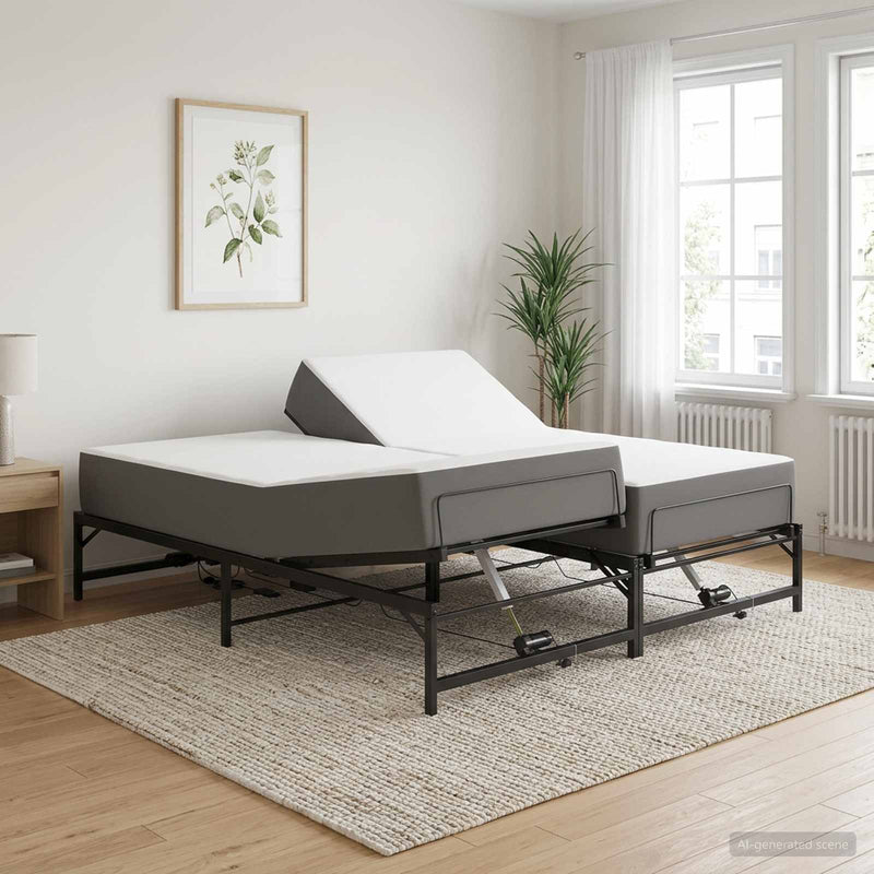 Cadru Electric Ajustabil pentru Pat Negru 200 x 200 cm Oțel