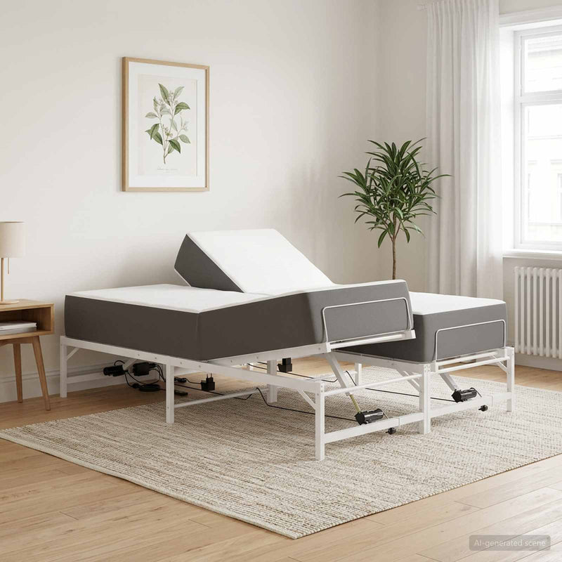 Cadru Electric Ajustabil pentru Pat Alb 137 x 190 cm Oțel
