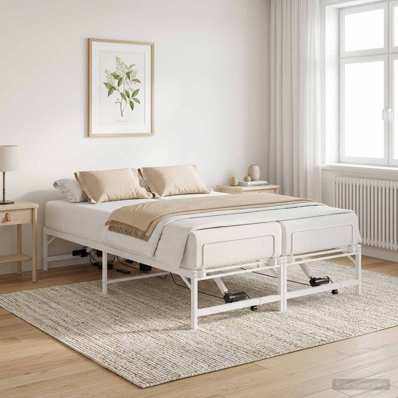 Cadru Electric Ajustabil pentru Pat Alb 140 x 200 cm Oțel