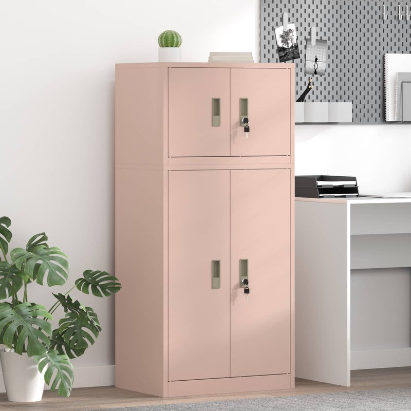 Dulap de depozitare 2 buc. Roz 60 x 40 x 130 cm Oțel Blocat