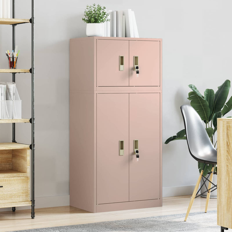 Dulap de depozitare 2 buc. Roz 60 x 40 x 130 cm Oțel Blocat