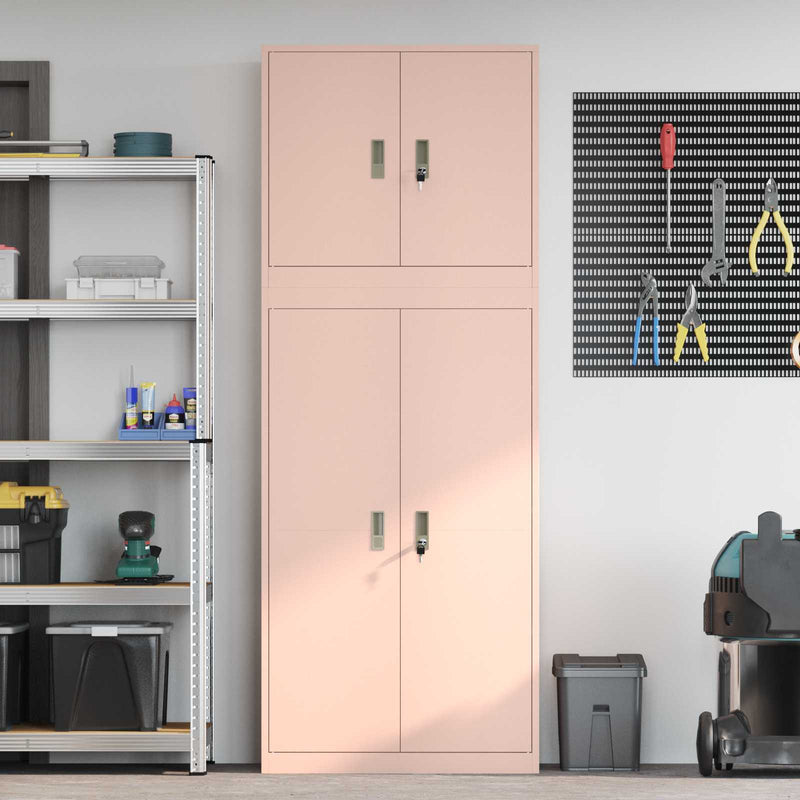 Dulap de depozitare 2 buc. Roz 80 x 40 x 210 cm Oțel Blocat