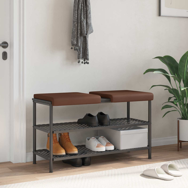 Perna pentru bancă 2 buc. Piele artificială Maro Adâncime 35 cm
