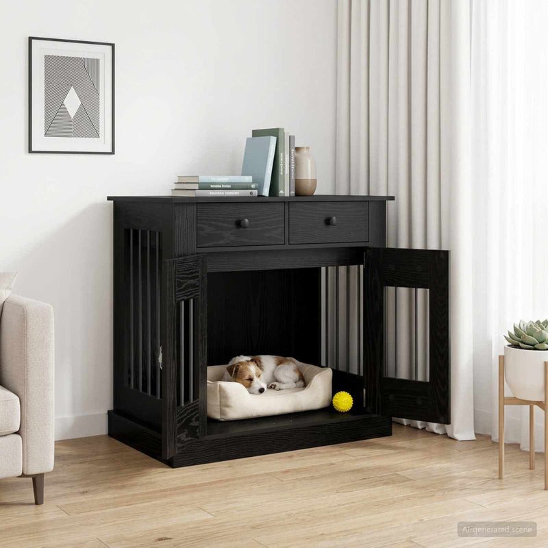 Mobilă pentru cușcă de câine Stejar Negru 80 x 47,5 x 80 cm