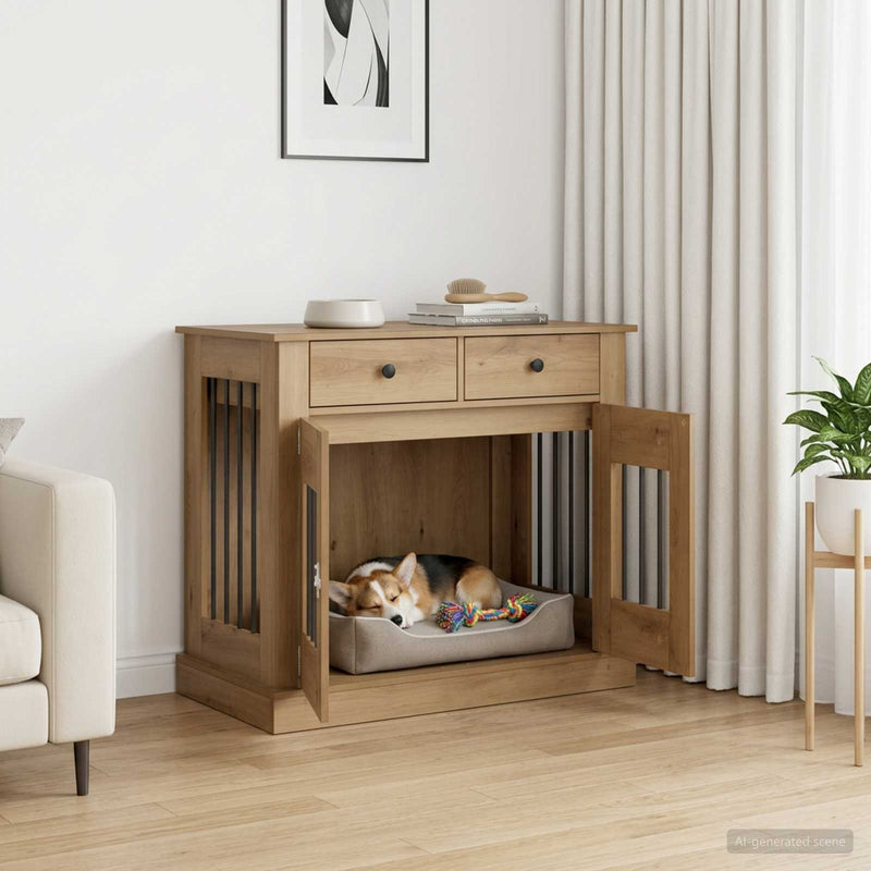 Mobilă pentru cușcă de câine Stejar Artizanal 90 x 47,5 x 80 cm