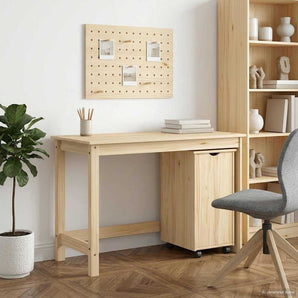 Set birou și cabinet 2 buc. Maro Lemn masiv de pin