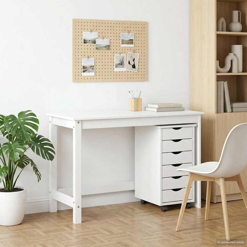 Set birou și cabinet mobil MOSS 2 buc. Alb