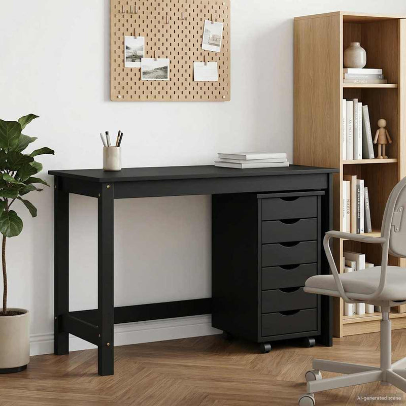 Set birou și cabinet mobil MOSS 2 buc. Negru