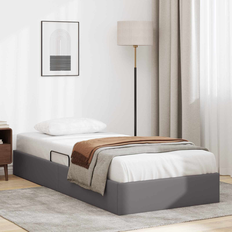 Cadru de pat otoman Gri 90 x 200 cm Piele artificială