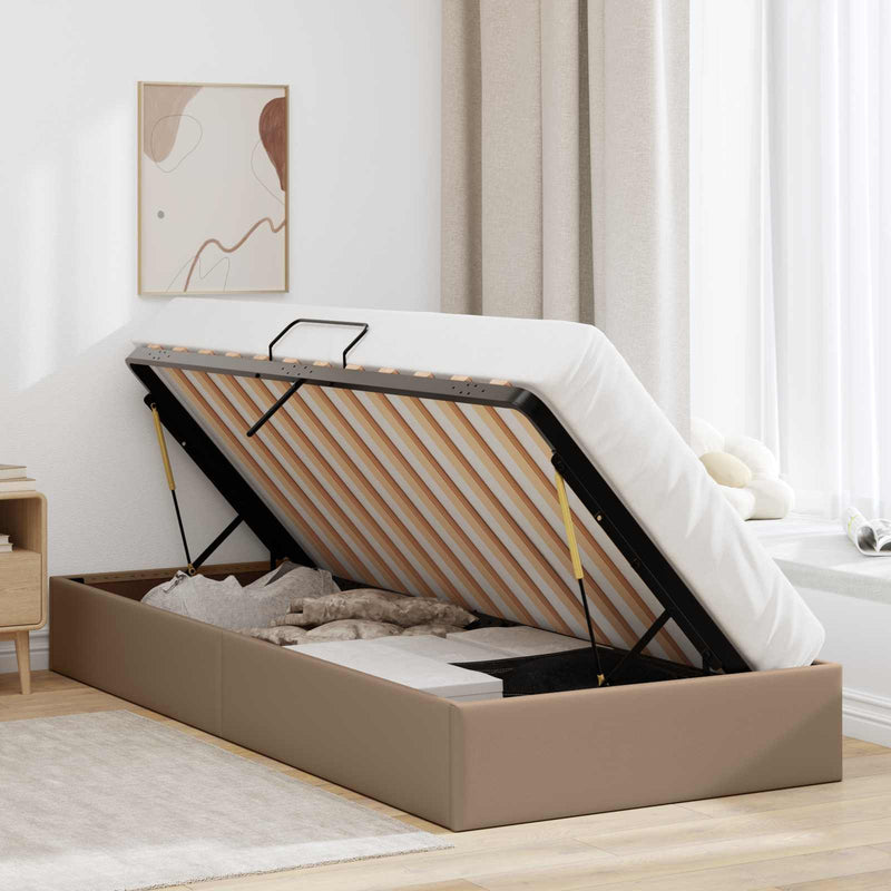 Cadru de pat otoman Cappuccino 90 x 200 cm Piele artificială