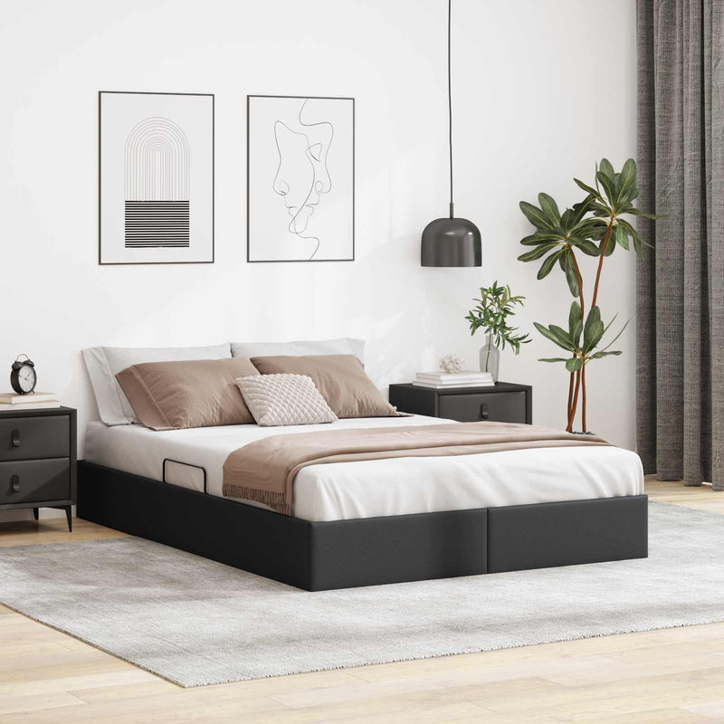 Cadru de pat otoman Negru 140 x 200 cm Piele artificială