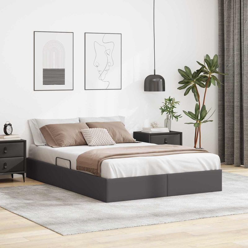 Cadru de pat otoman Gri 140 x 200 cm Piele artificială