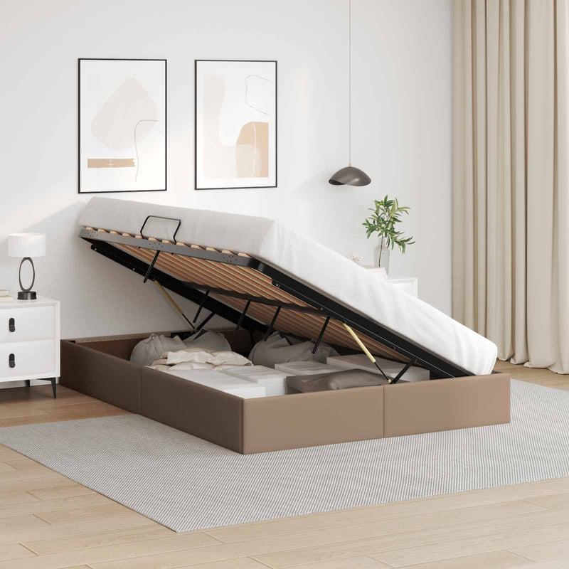 Cadru de pat otoman Cappuccino 140 x 200 cm Piele artificială