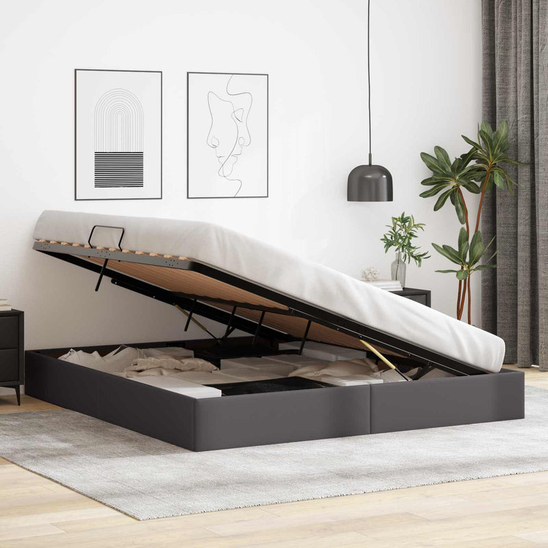 Cadru de pat otoman Gri 160 x 200 cm Piele artificială