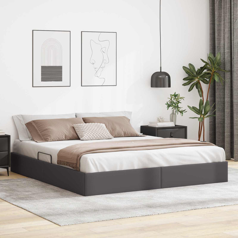 Cadru de pat otoman Gri 180 x 200 cm Piele artificială