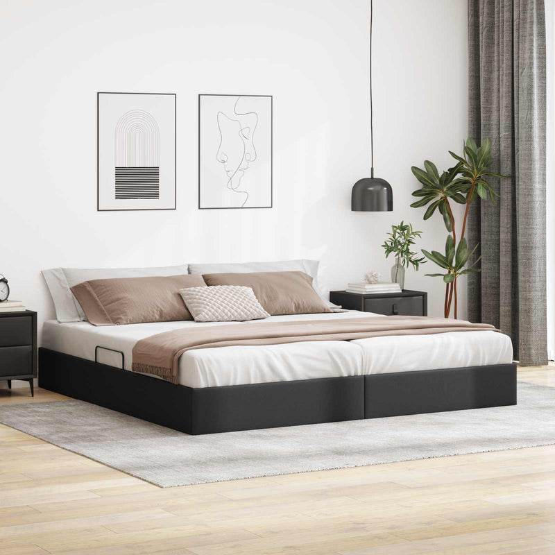 Cadru de pat otoman Negru 200 x 200 cm Piele artificială
